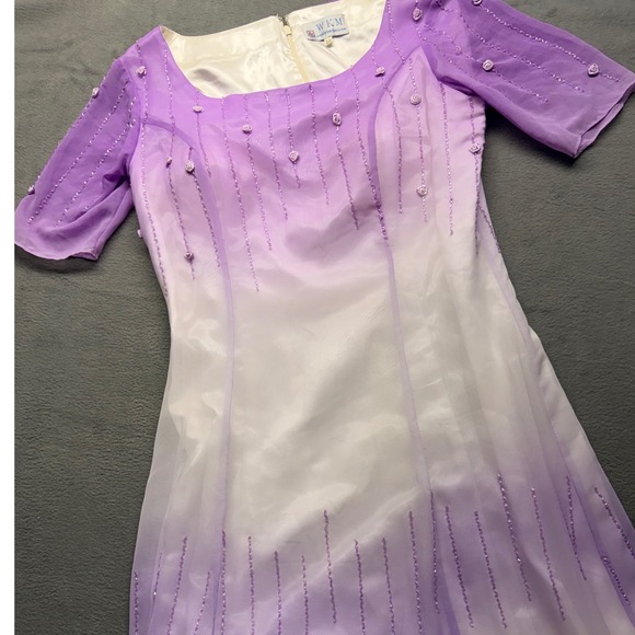 WKM Dresses & Skirts - WKM Purple Ombre Beaded Rose Chiffon Formal Gown Maxi Dress Size 10